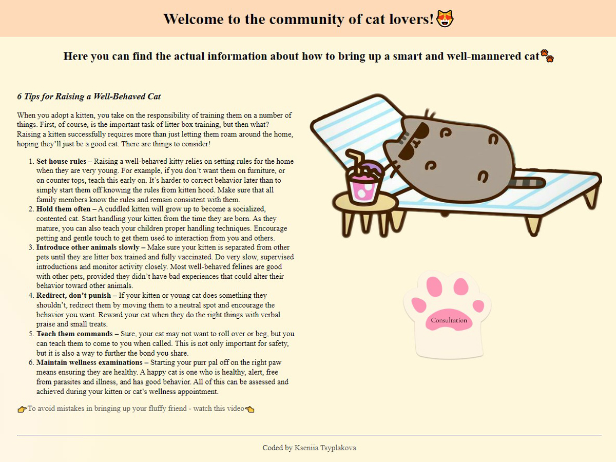 Cats' lovers website